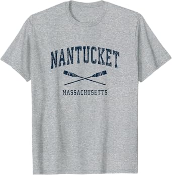 Nantucket Massachusetts Vintage Nautical Paddles Sports Oars T-Shirt