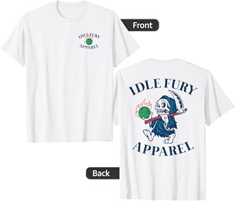VIEW BACK PRINT Idle Fury Globe Reaper Skeleton Mascot Earth T-Shirt