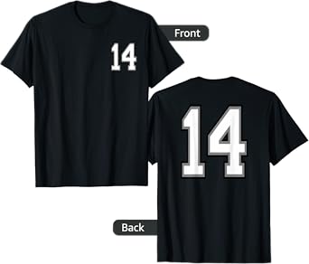 Number 14, 14 in Black, White and Gray T-Shirt