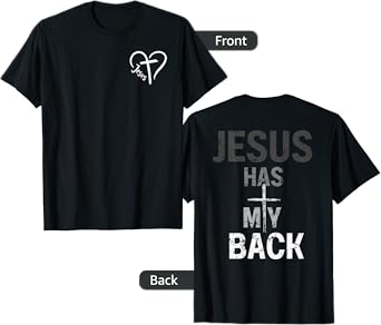 Christian Tshirt Jesus Has My Back Retro (Front and back) T-Shirt