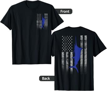 Two-Sided Marlin Flag Shirt - Blue Marlin on US Flag