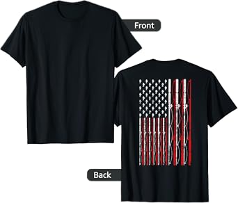 Fishing Rod American Flag Funny Vintage Fishing T-Shirt