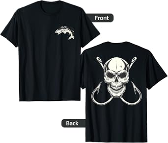 Skull With Fishing Hooks for Fisherman Skeleton Crew T-Shirt