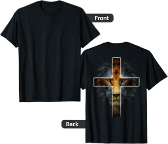 Christian Jesus Lion of Tribe Judah Cross Men Women ON BACK T-Shirt