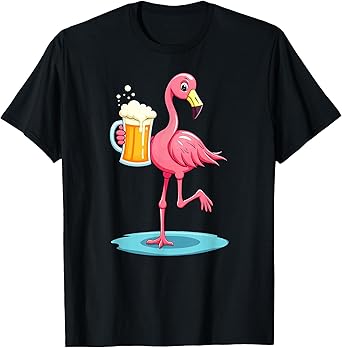 Summer Vacation Flamingo Drinking Beer T-Shirt