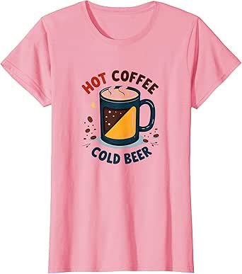 Hot Coffee Cold Beer Mug Retro Cafe Bar T-Shirt