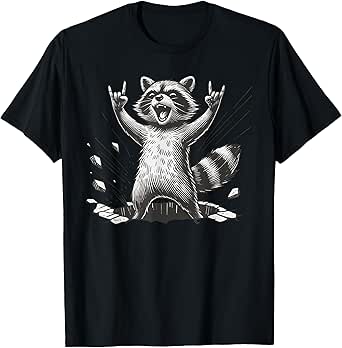 Retro Raccoon Rock Music for Men Kids Women Funny Raccoon T-Shirt