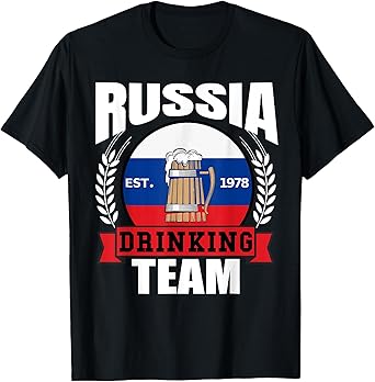 Russia Drinking Team Funny Russian Flag Beer Party Gift Idea T-Shirt