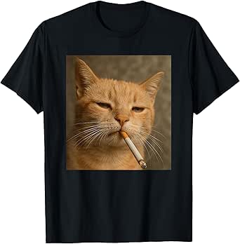 Funny Cat Meme Cat Smoking Cigarette Cat Lovers T-Shirt for Men Women