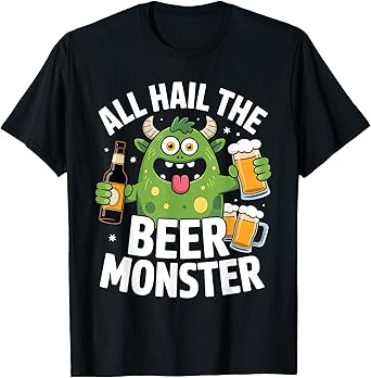 Funny Beer Monster Drinking Pub Bar BBQ T-Shirt