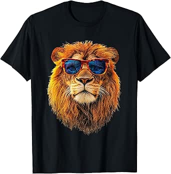 Lion wearing Sunglasses Africa Funny Graphic T-Shirt