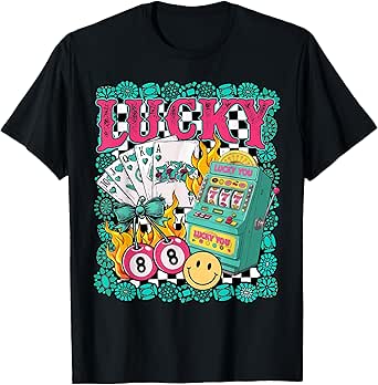 Lucky Slot Machine Cowgirl Western Vegas Turquoise Rodeo T-Shirt