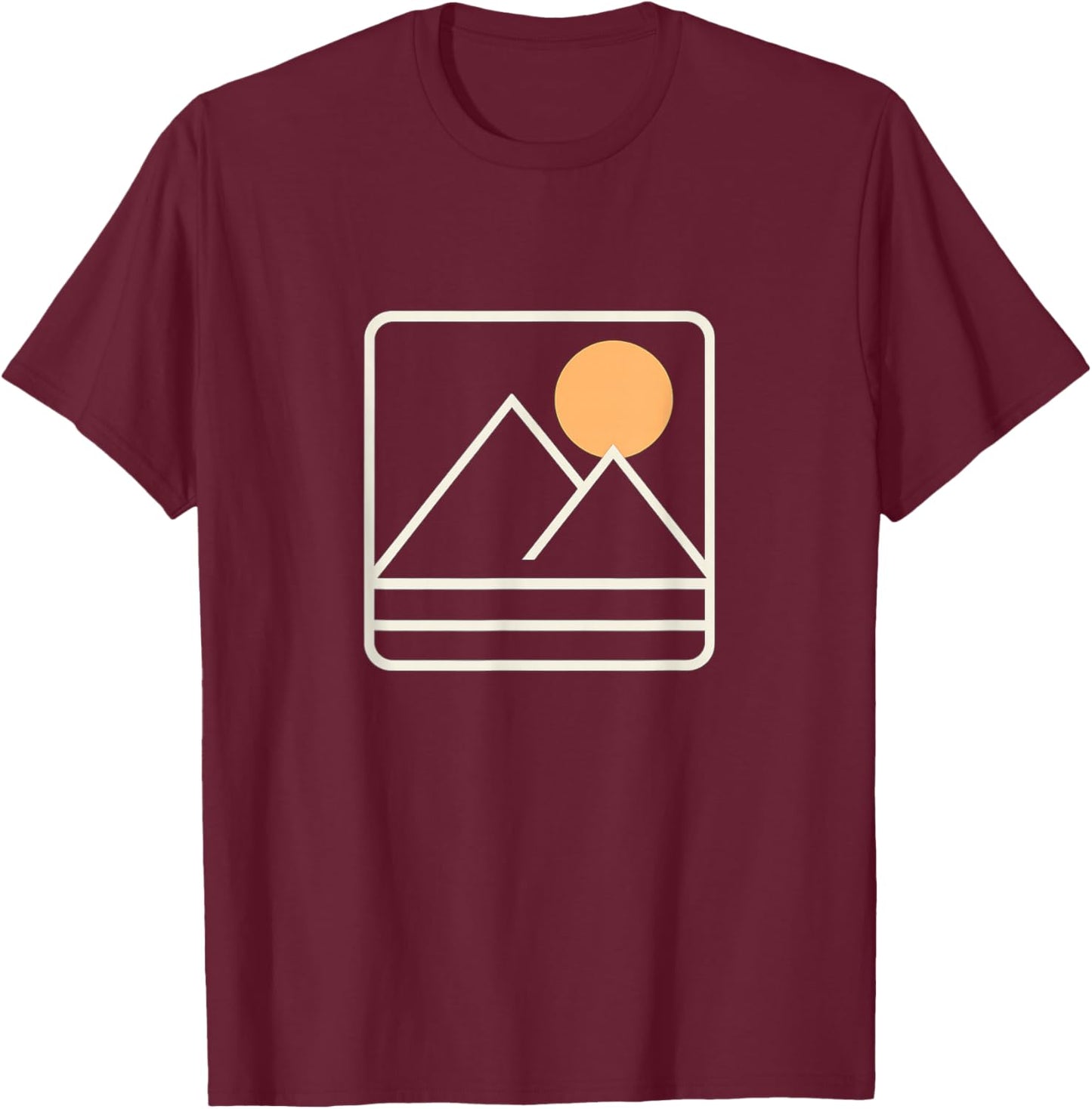 Mountain Sunrise - Minimalist Retro Nature Graphic Tee T-Shirt T-Shirt - T-Shirt | Maroon