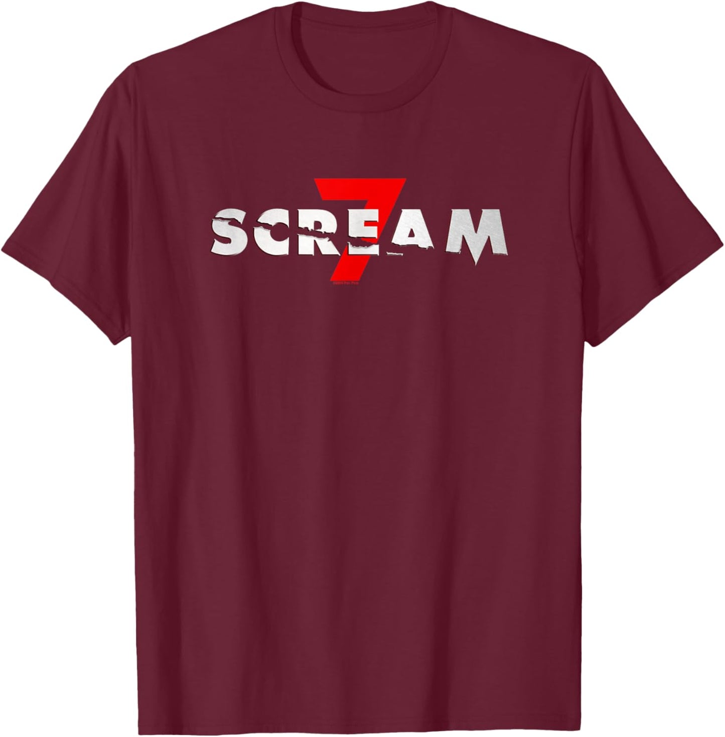 Scream 7 Logo Horror Movie T-Shirt - T-Shirt | Maroon