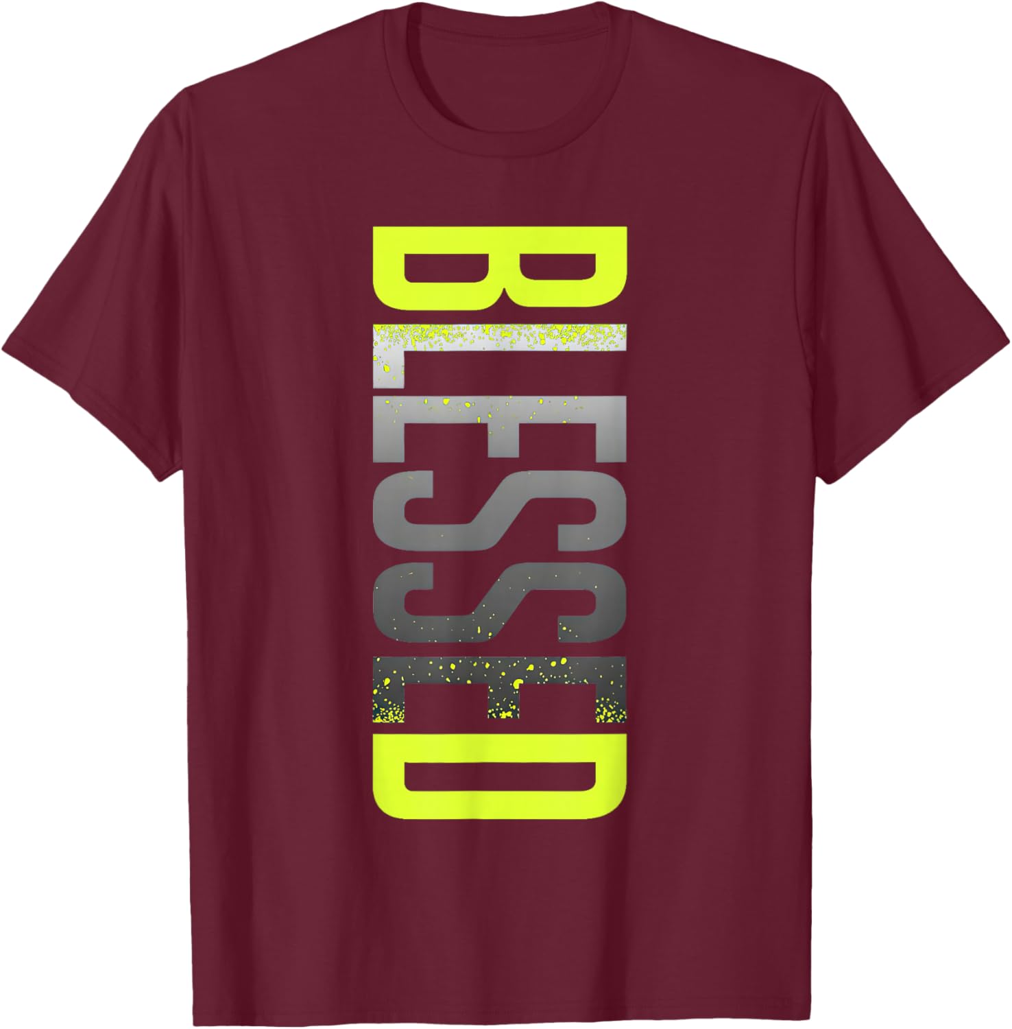Neon Yellow Black Cool Grey Graphic Match T-Shirt - T-Shirt | Maroon