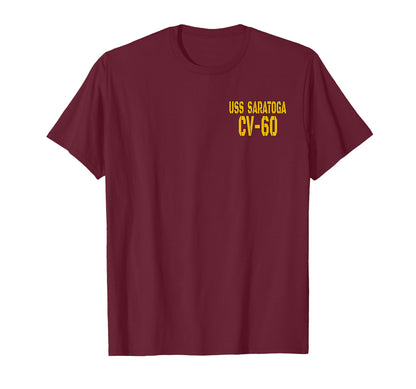 USS Saratoga CV-60 Aircraft Carrier Veteran Front&Back T-Shirt
