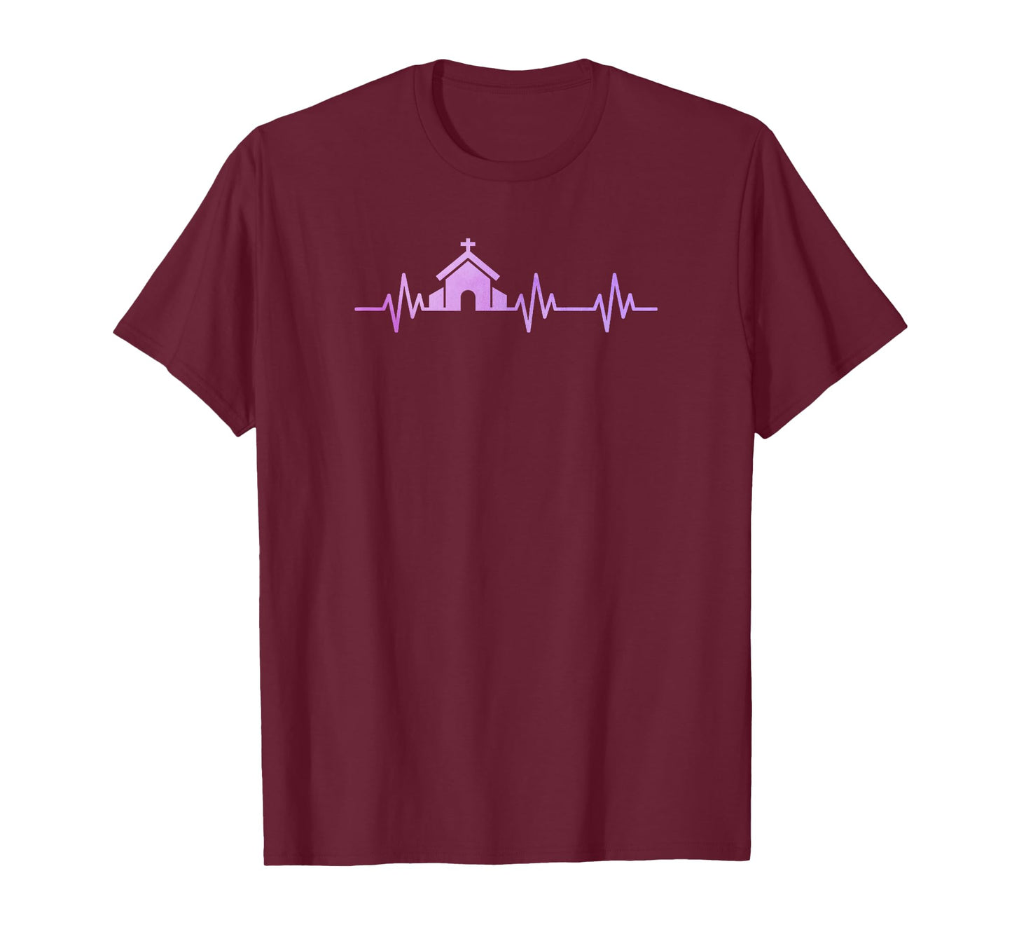 Church Heart Love EKG Heart Pulse Christian Pastor Life T-Shirt