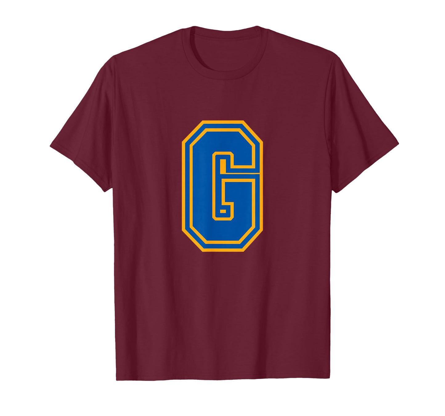 Letter G Yellow Blue Monogram Initial T-Shirt