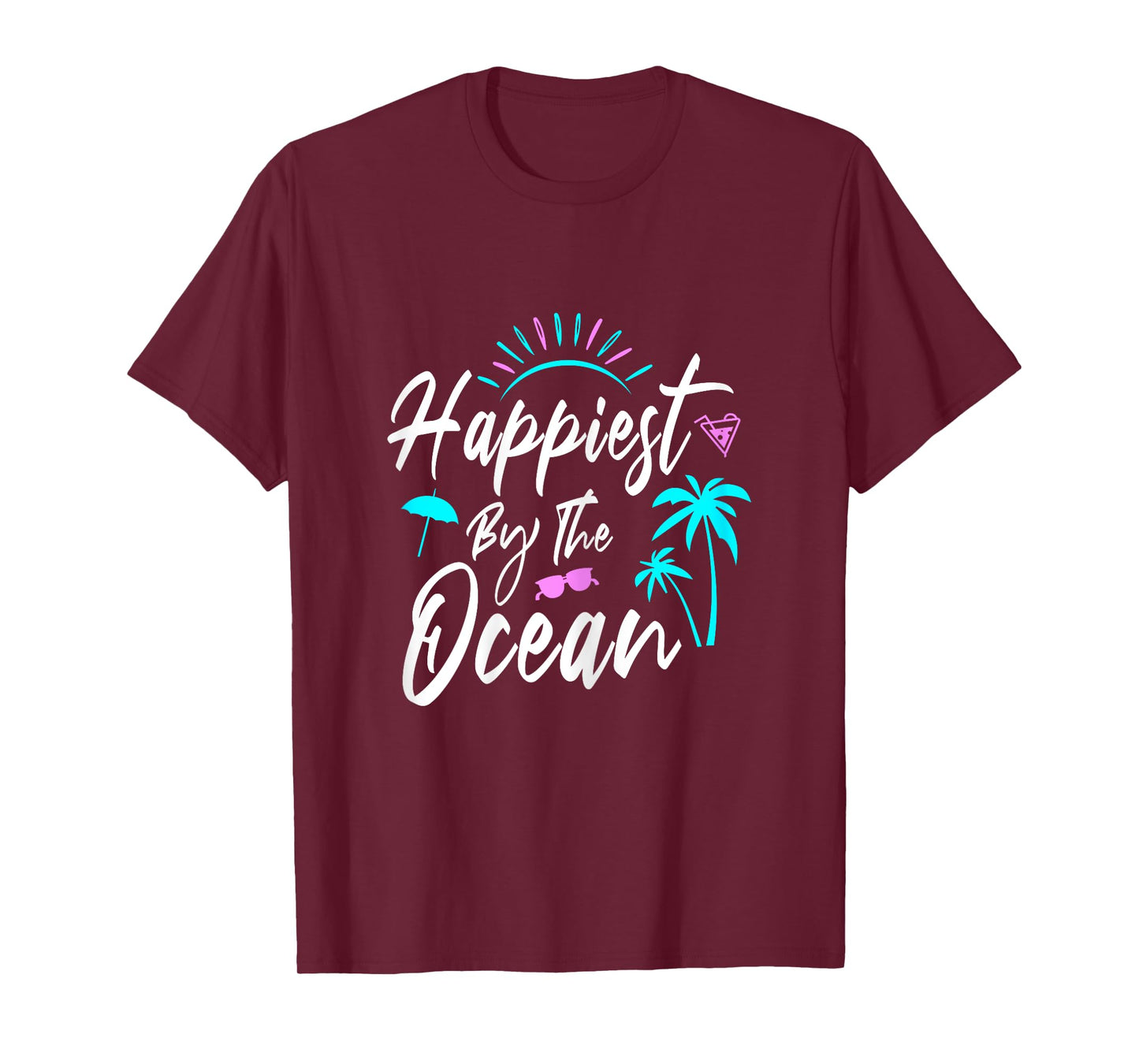 Happiest By The Ocean Women Beach Lover T-Shirt