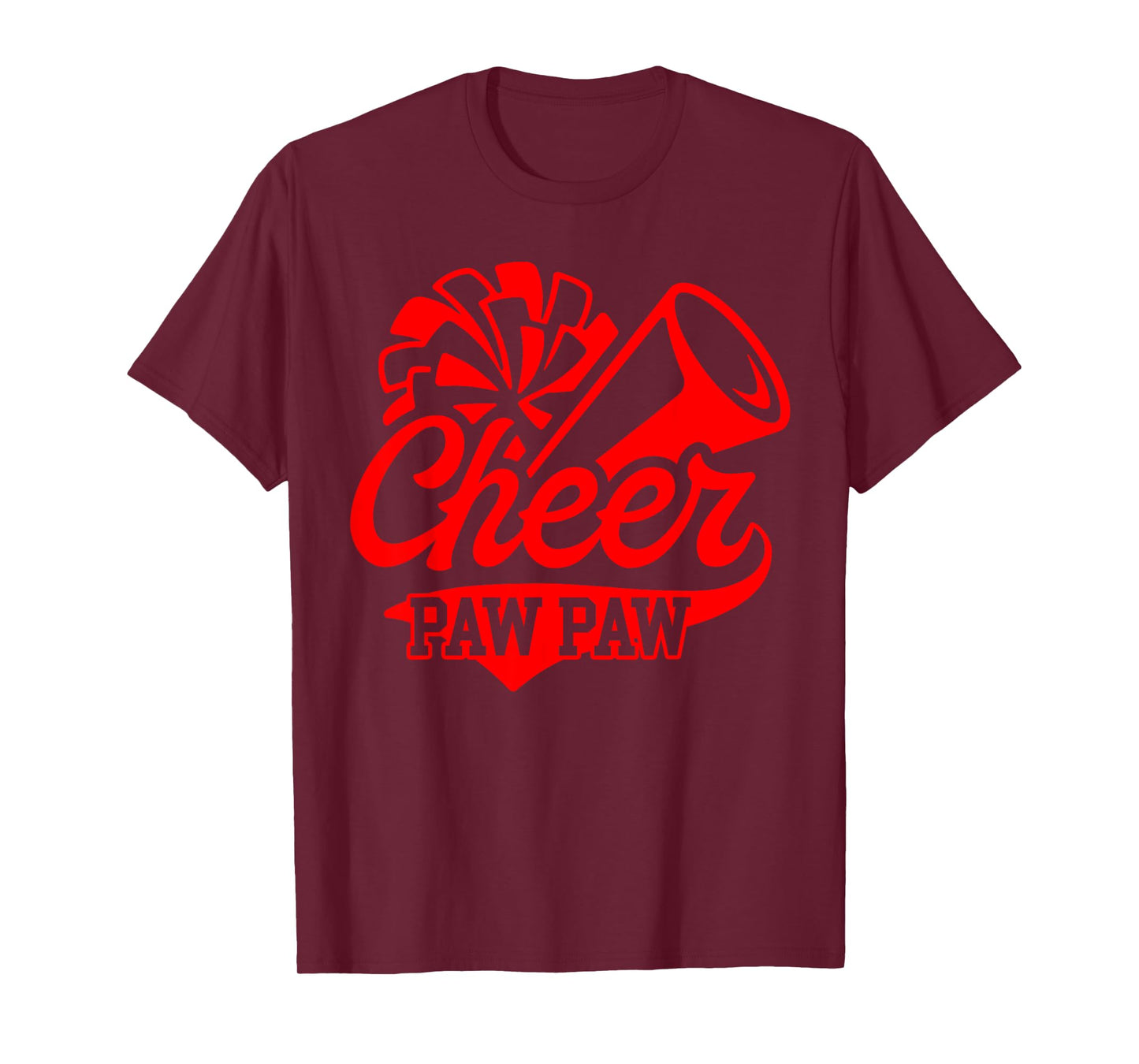 Cheer Paw Paw Biggest Fan Leopard Black And Red Pom Pom T-Shirt