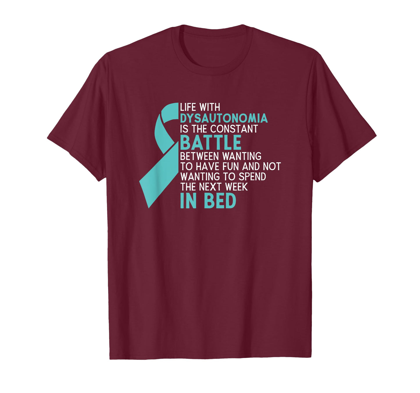 Life With Dysautonomia Dysautonomia Awareness Turquoise Pots T-Shirt, Small, Black