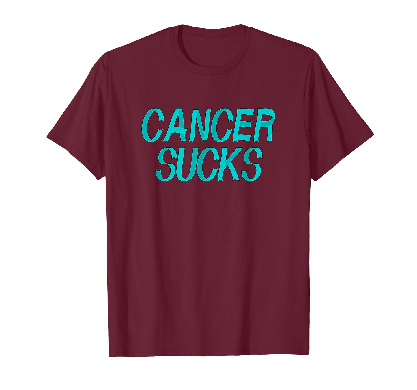 Cancer Sucks - Teal Ovarian Cancer Ribbon Letters T-Shirt