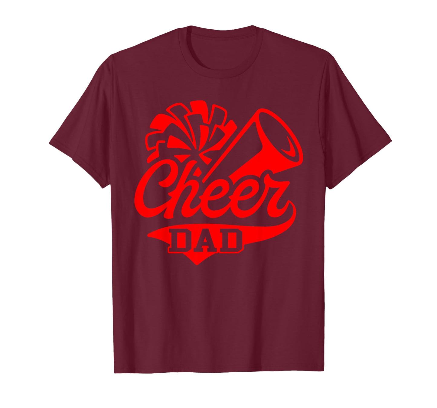 Cheer Dad Biggest Fan Leopard Print Black And Red Pom Pom T-Shirt
