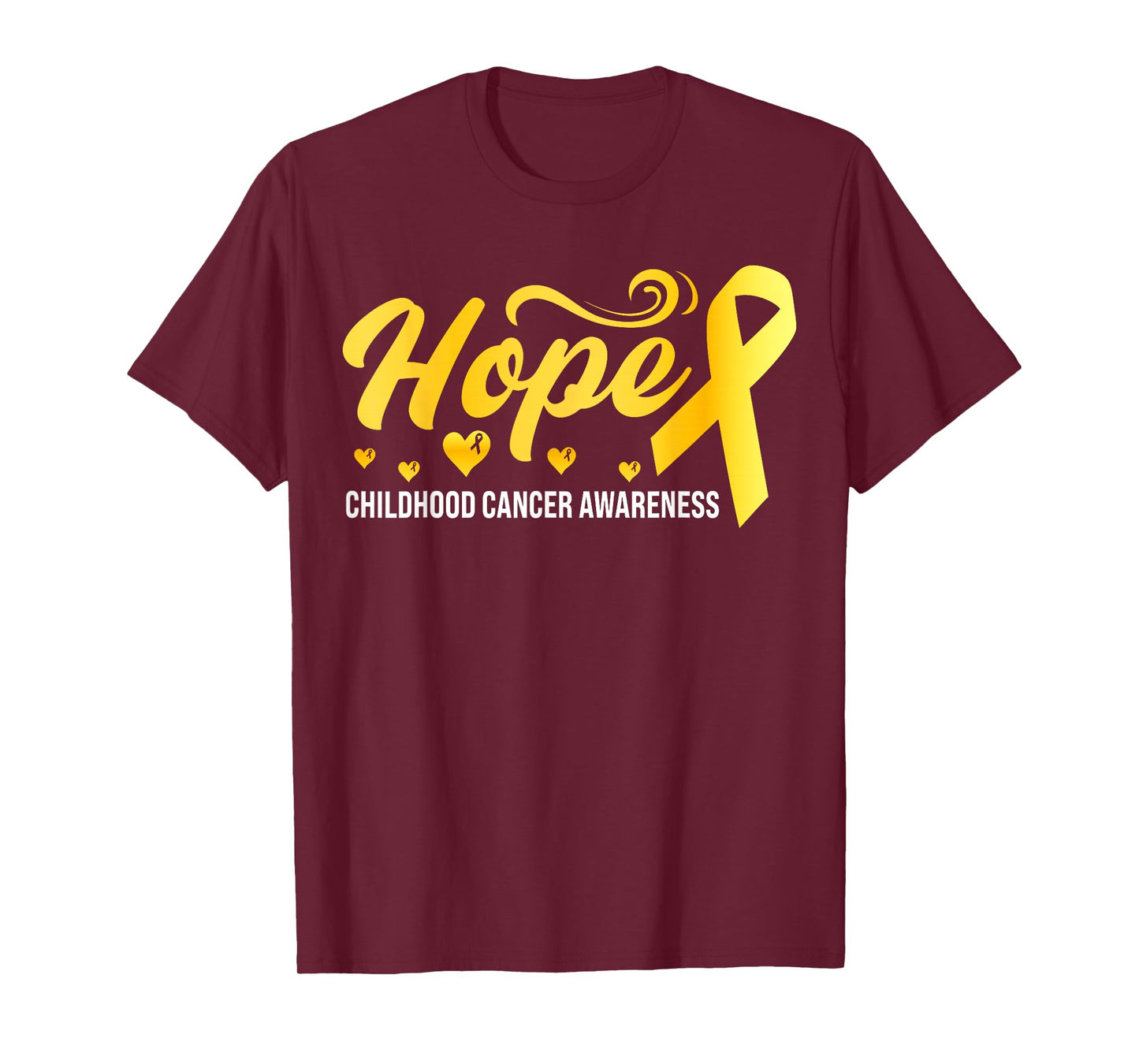Hope Gold Ribbon Support Childhood Cancer Awareness Warrior T-Shirt