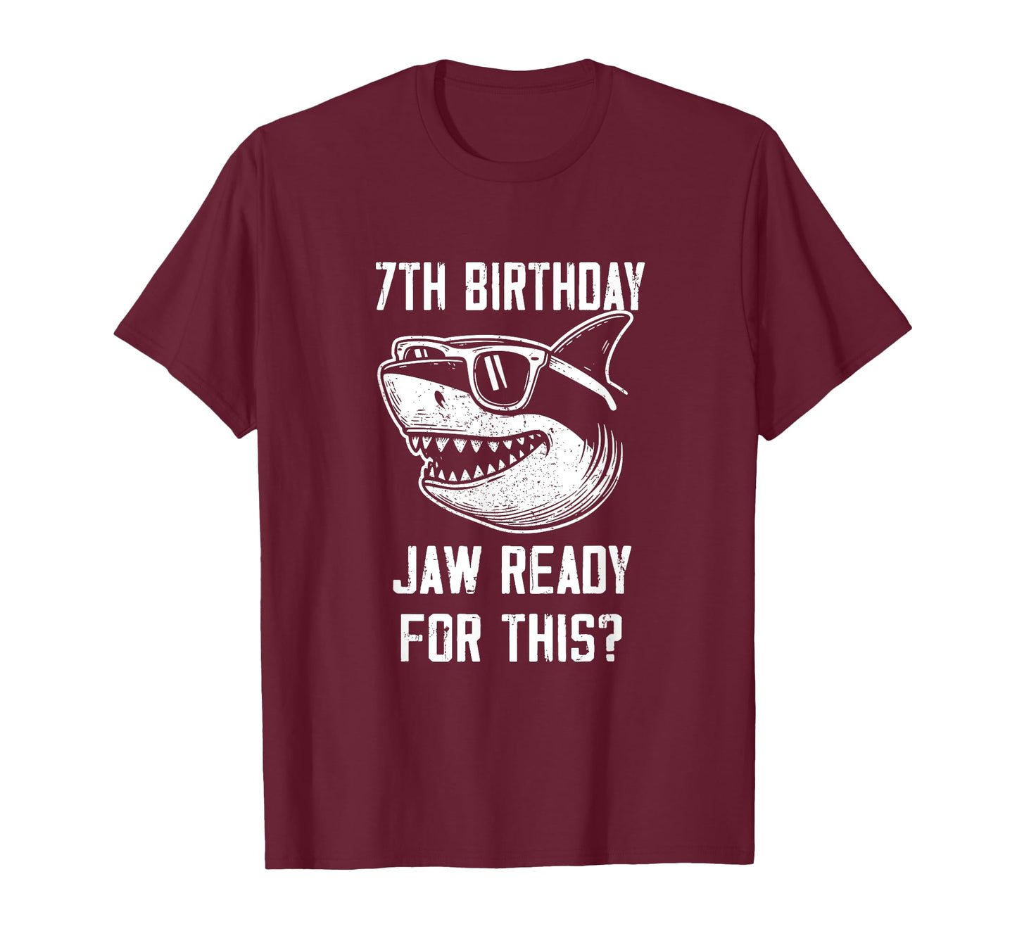 7th Birthday Jaw Ready For This Kids Shark Ocean Wildlife T-Shirt