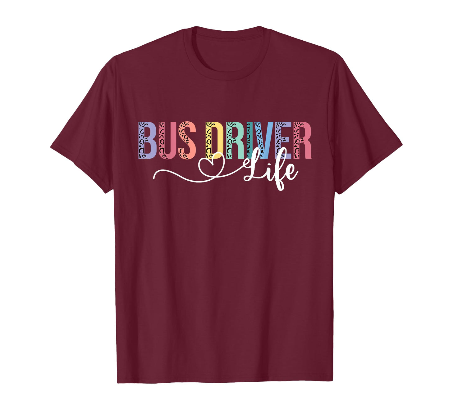 Cute Bus Driver Life Leopard Print Back To School Gift Women T-Shirt
