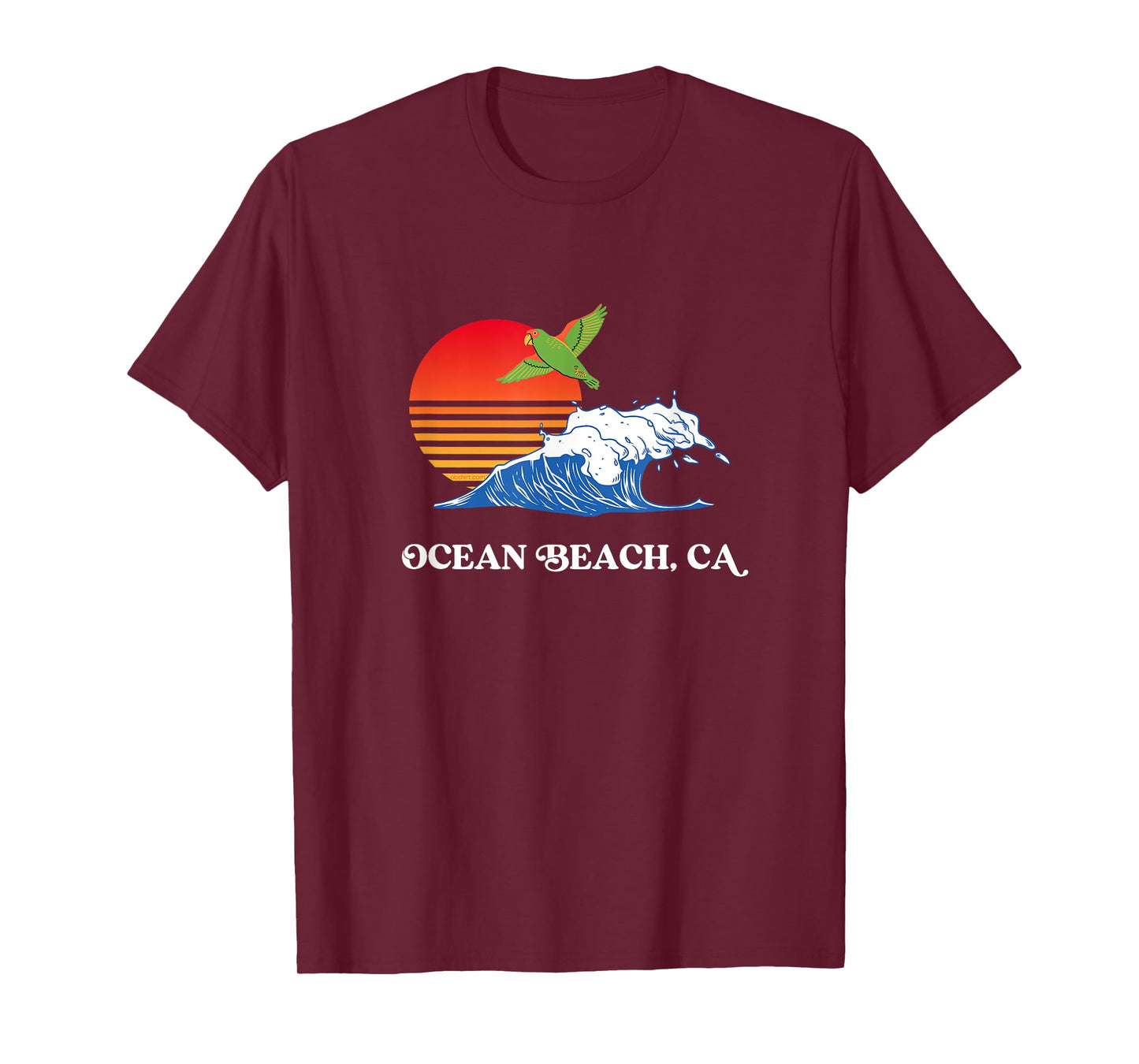 Ocean Beach, San Diego, California Sunset OB Parrot T-Shirt for Men Women Girls Kids