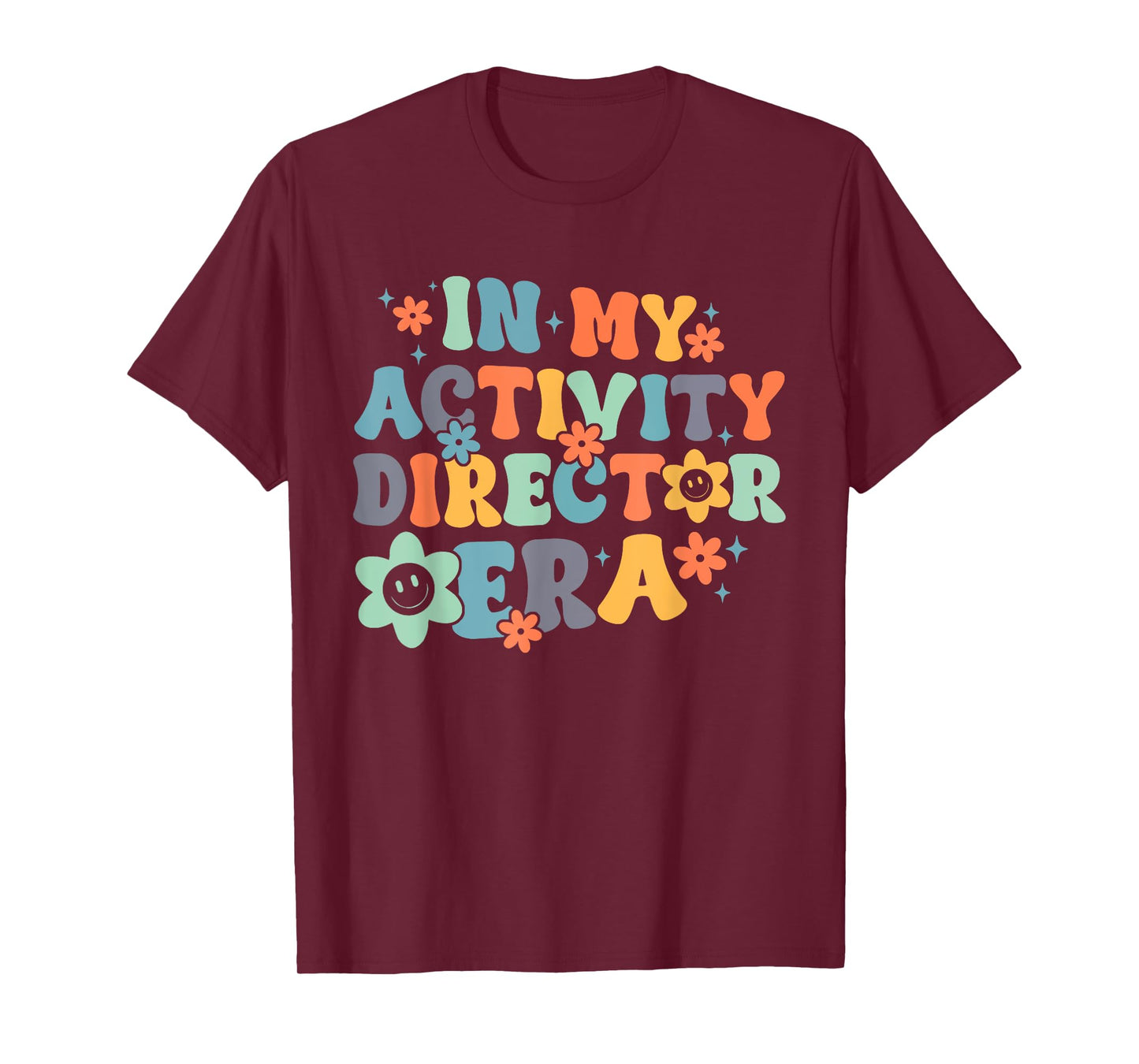 Groovy In My Activity Director Era Funny Retro Black T-Shirt - Unisex-Adults, Small, Short Sleeve