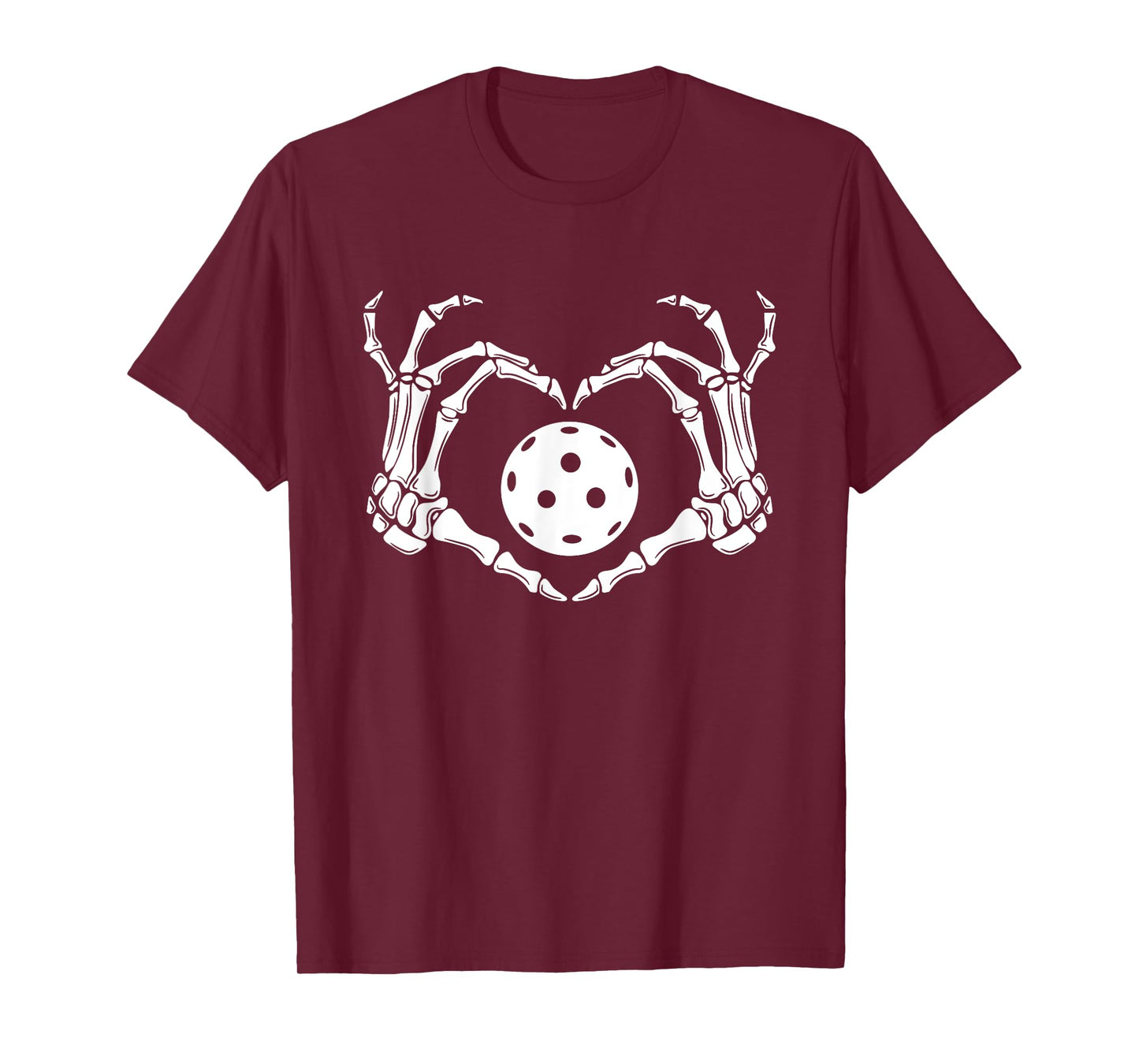 Halloween Pickleball Skeleton Heart Hands T-Shirt