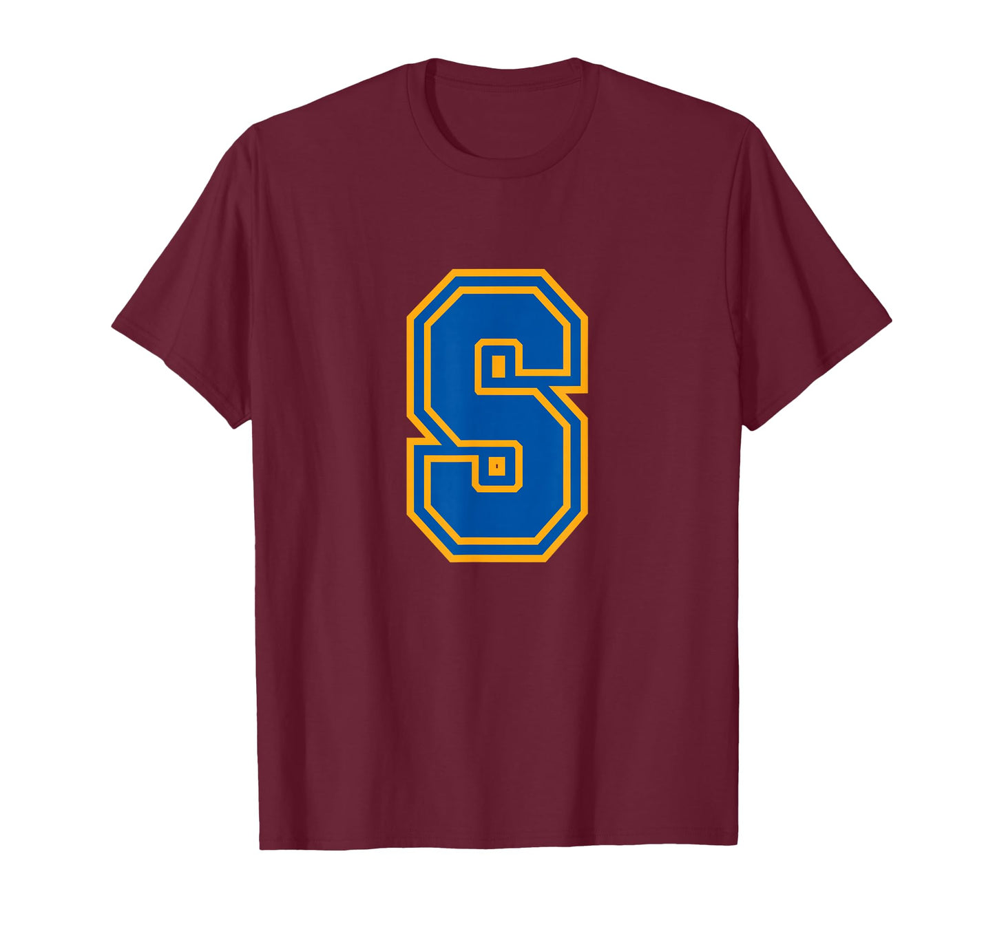 Letter S Yellow Blue Monogram Initial T-Shirt