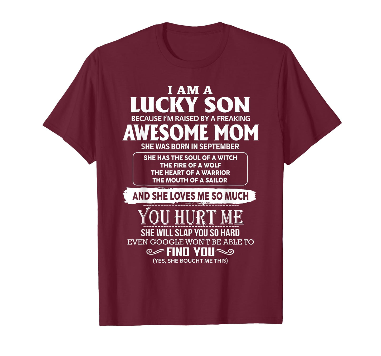 I'm A Lucky Son Of Awesome Mom She Was Born In September T-Shirt