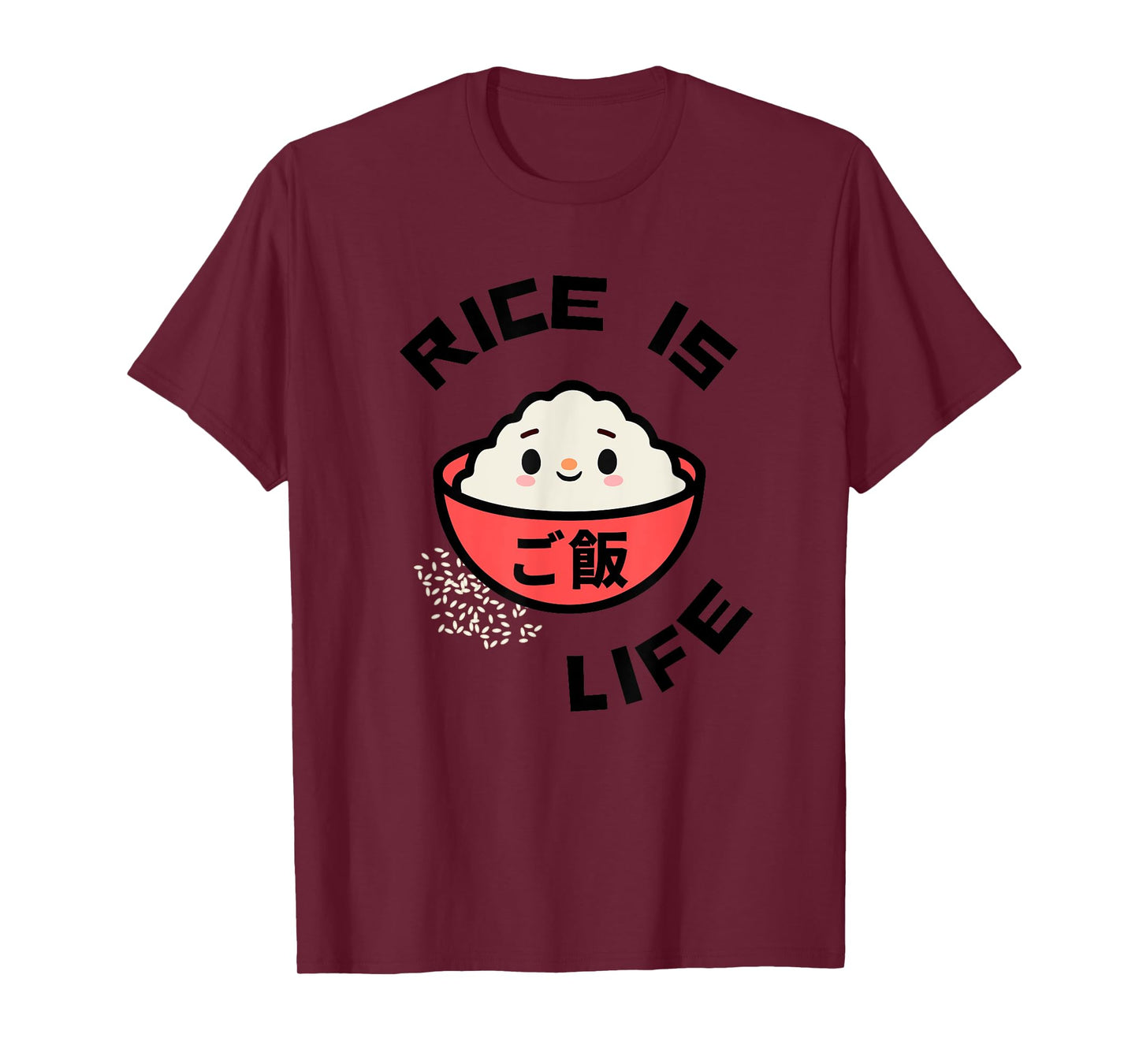 Rice is Life Red Rice Bowl Asian Food Gohan Rice T-Shirt
