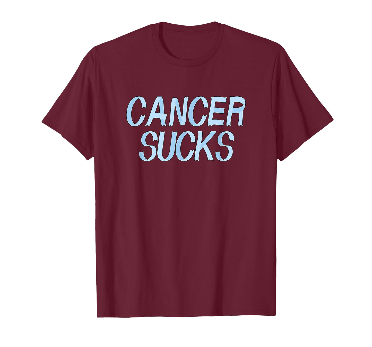 Cancer Sucks - Light Blue Prostate Cancer Ribbon Letters T-Shirt