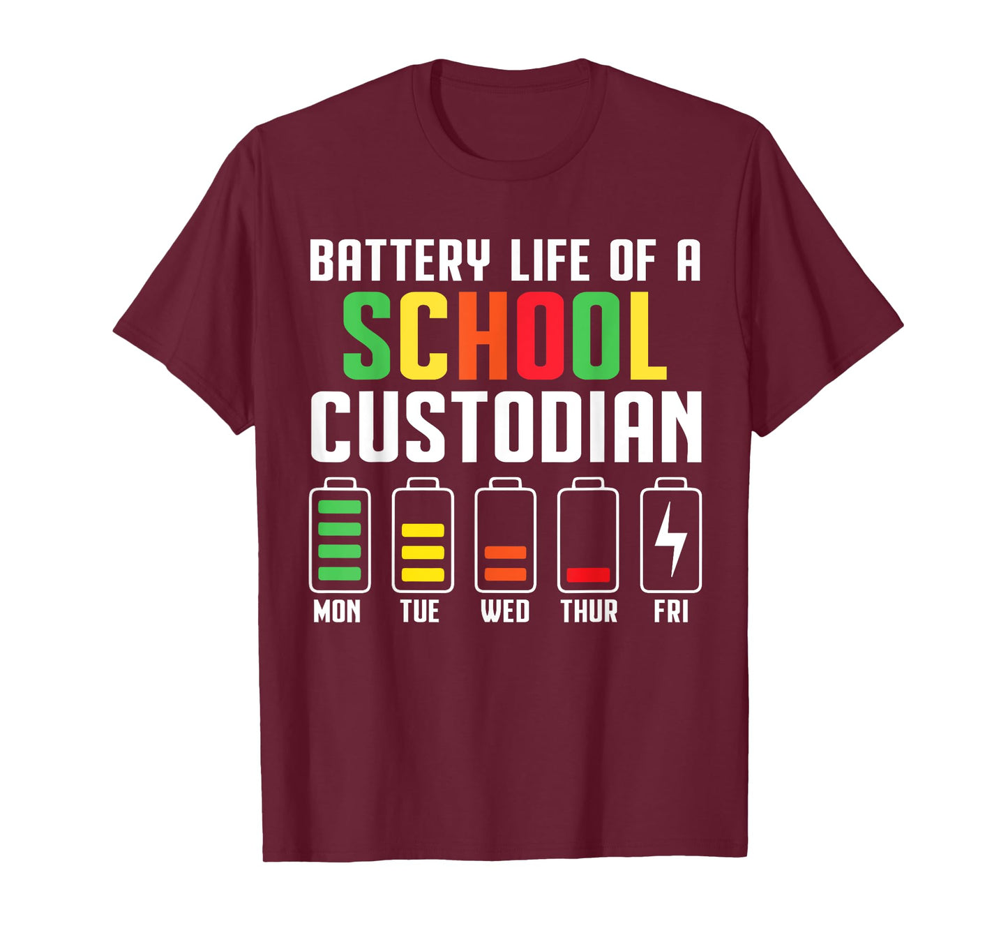 School Custodian Battery Life School Janitor T-Shirt