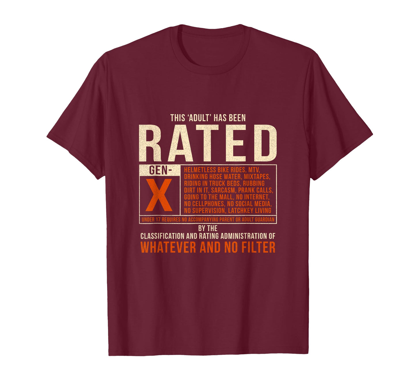 Funny This Adult Has Been Rated Gen X Generation X 80s T-Shirt