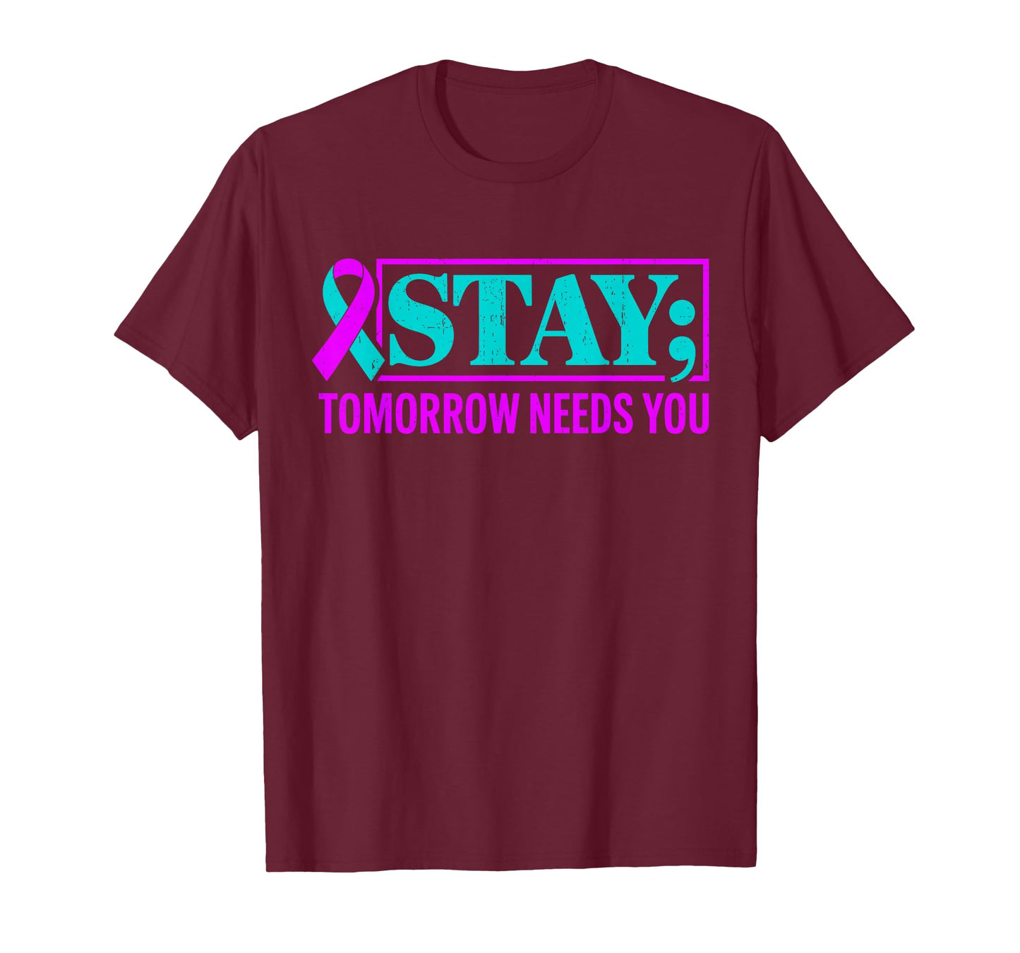 Groovy Teal & Purple Ribbon Suicide Prevention Awareness T-Shirt