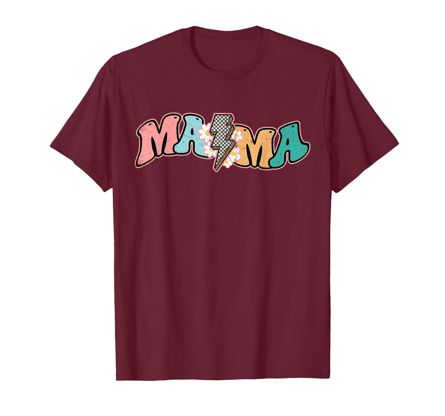 Checkered Mama Bolt Lightning Retro Mom Life Mother's Day T-Shirt