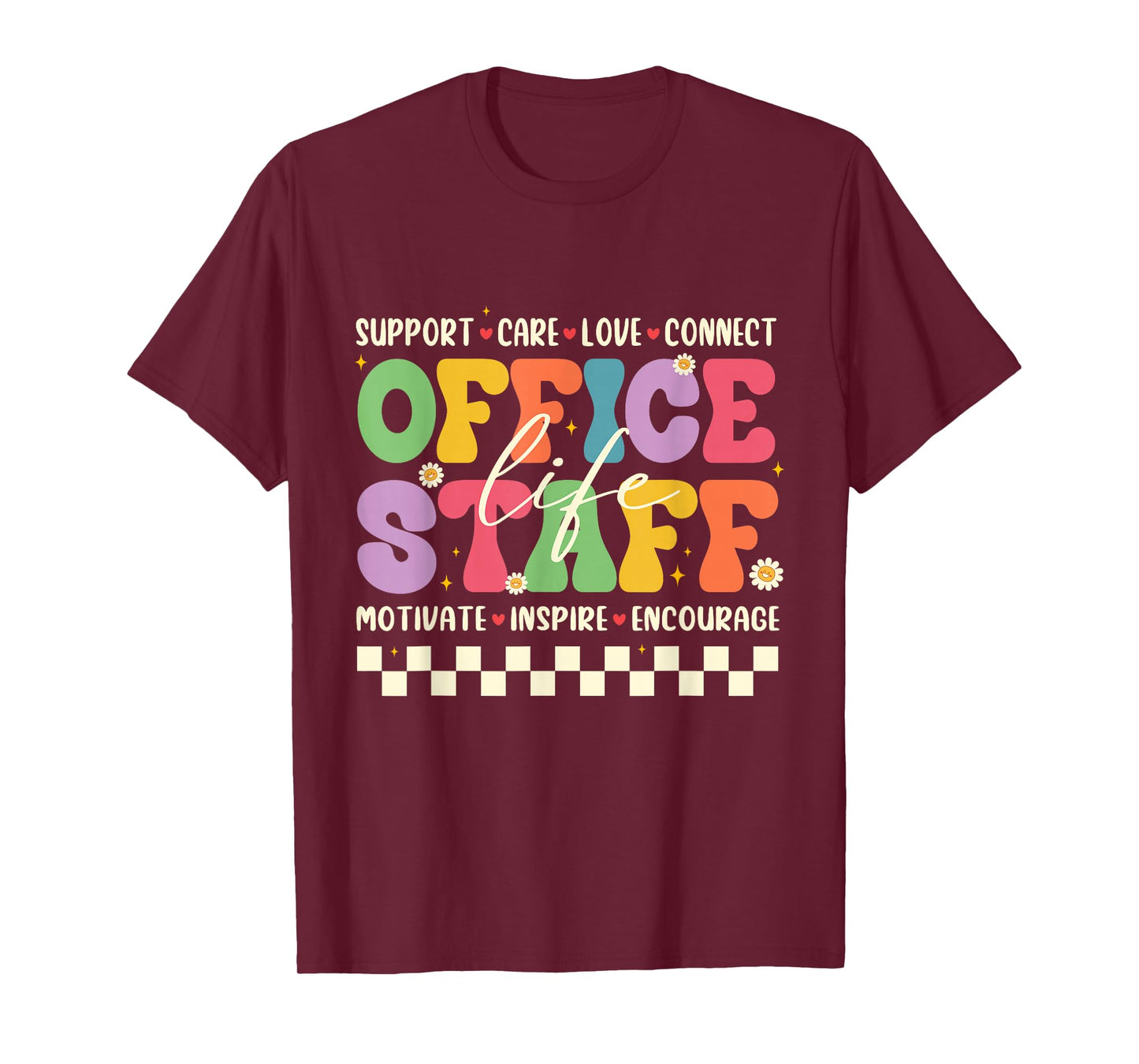 Retro Groovy Office Staff Life Flowers Back To School T-Shirt