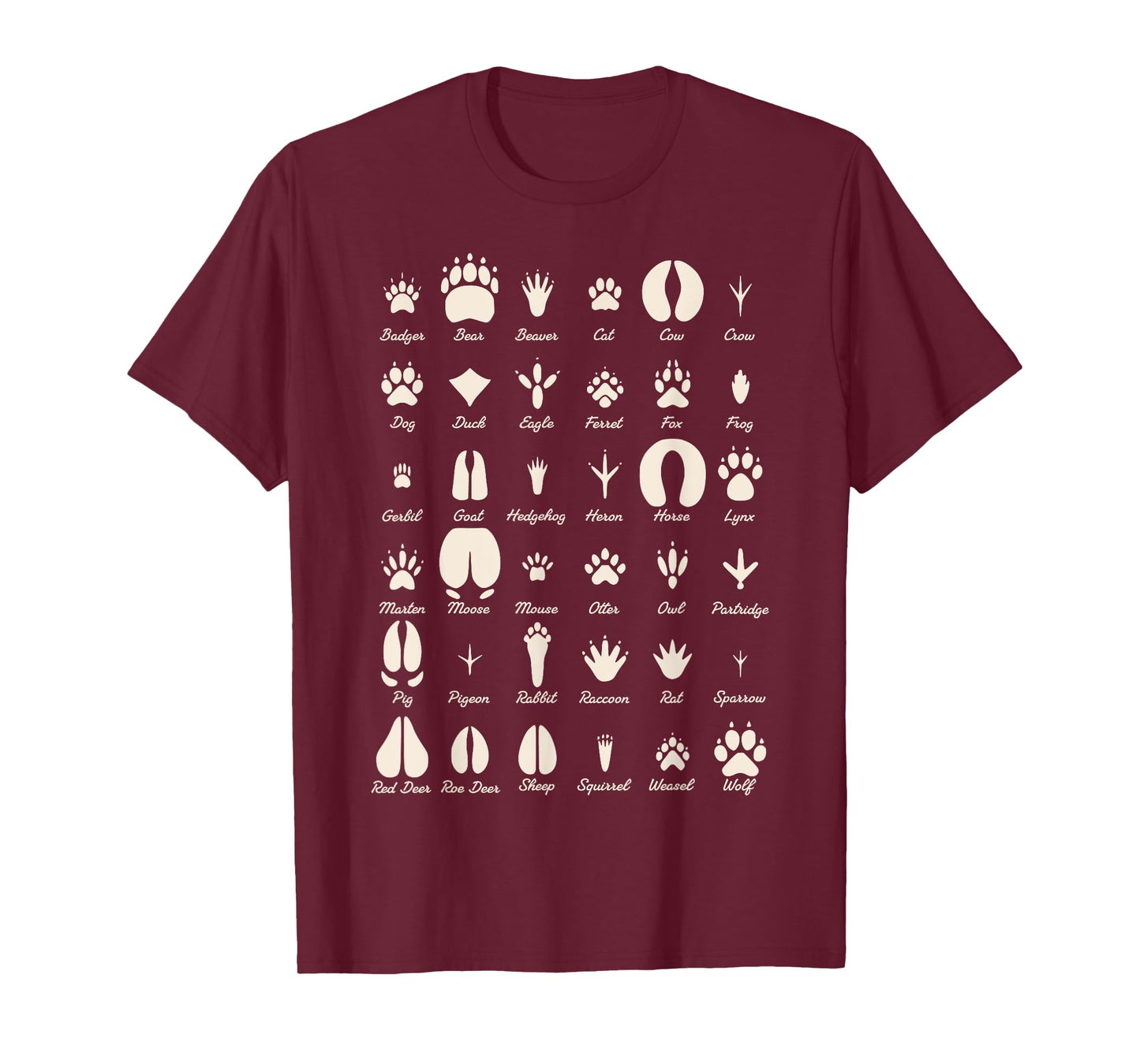 Animal Track s Common Animals & Wildlife Tracks T-Shirt