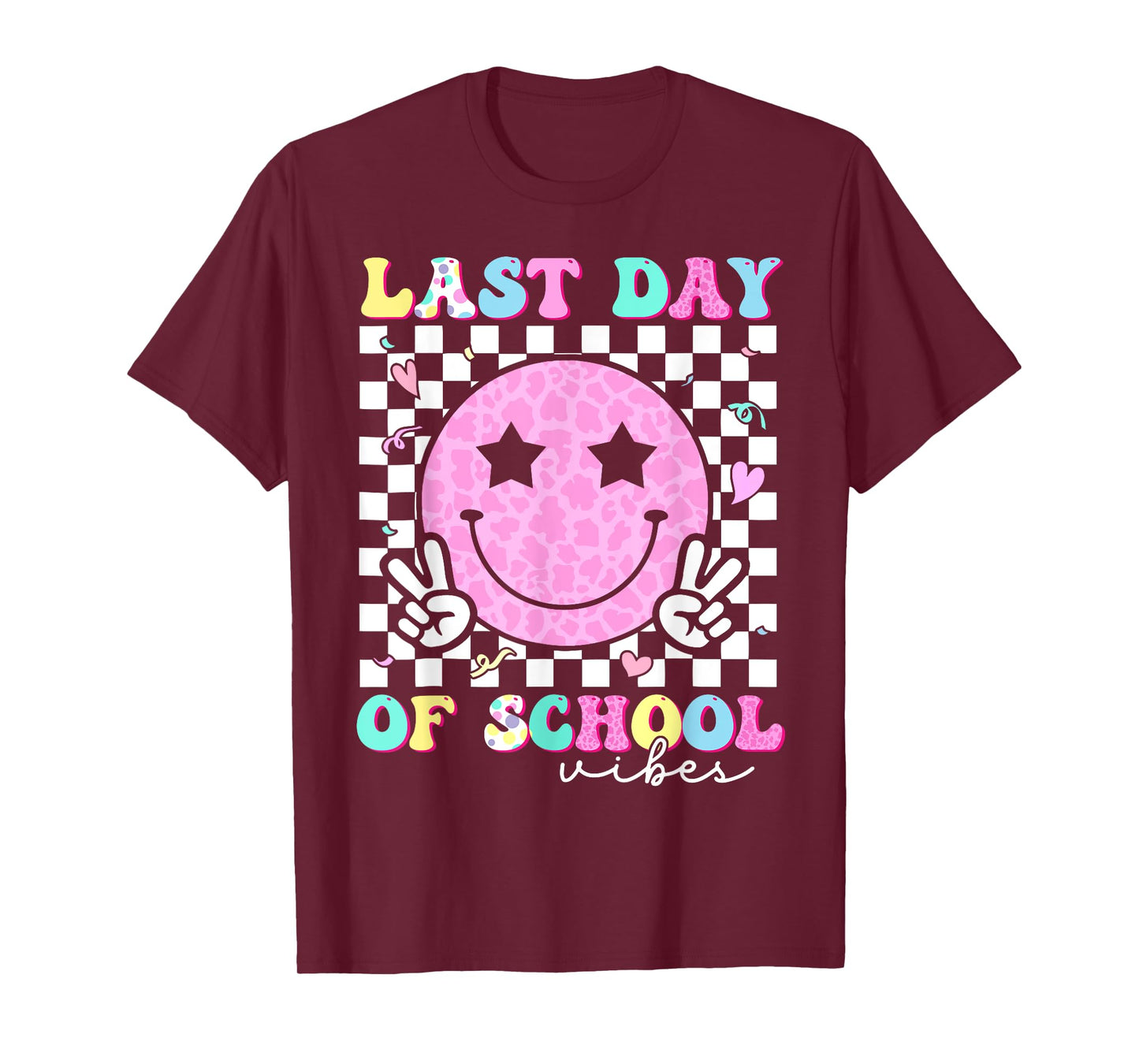 Last Day of School Vibes Teacher Student Groovy Graduation T-Shirt