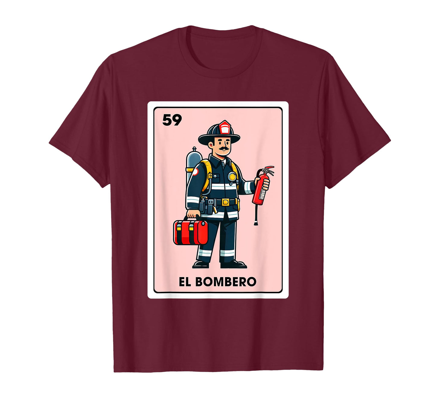 Mexican Fireman Firefighter El Bombero Mexican Bingo Card T-Shirt