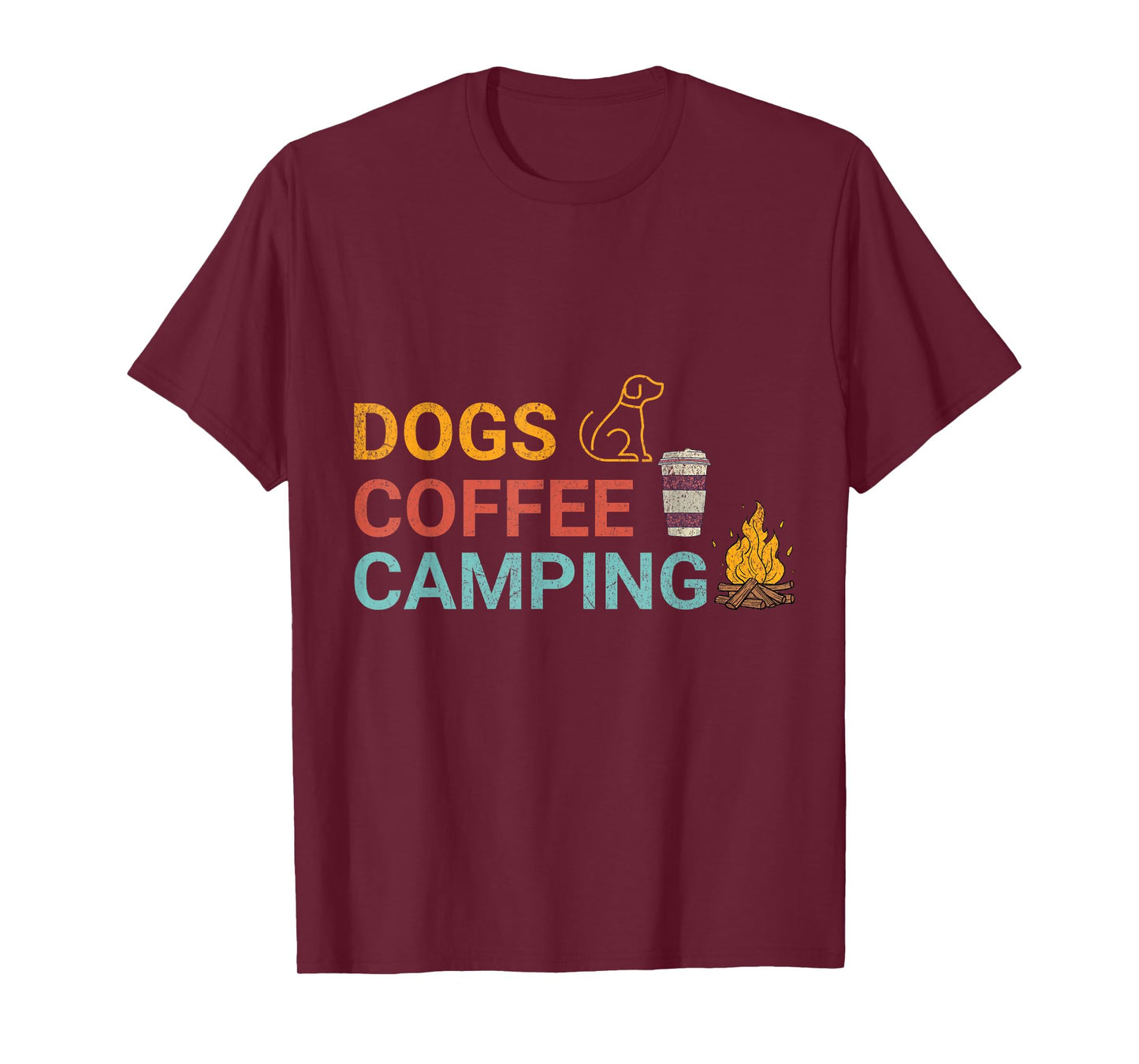 Dogs Coffee Camping Lovers Outdoors Adventure Fun T-Shirt