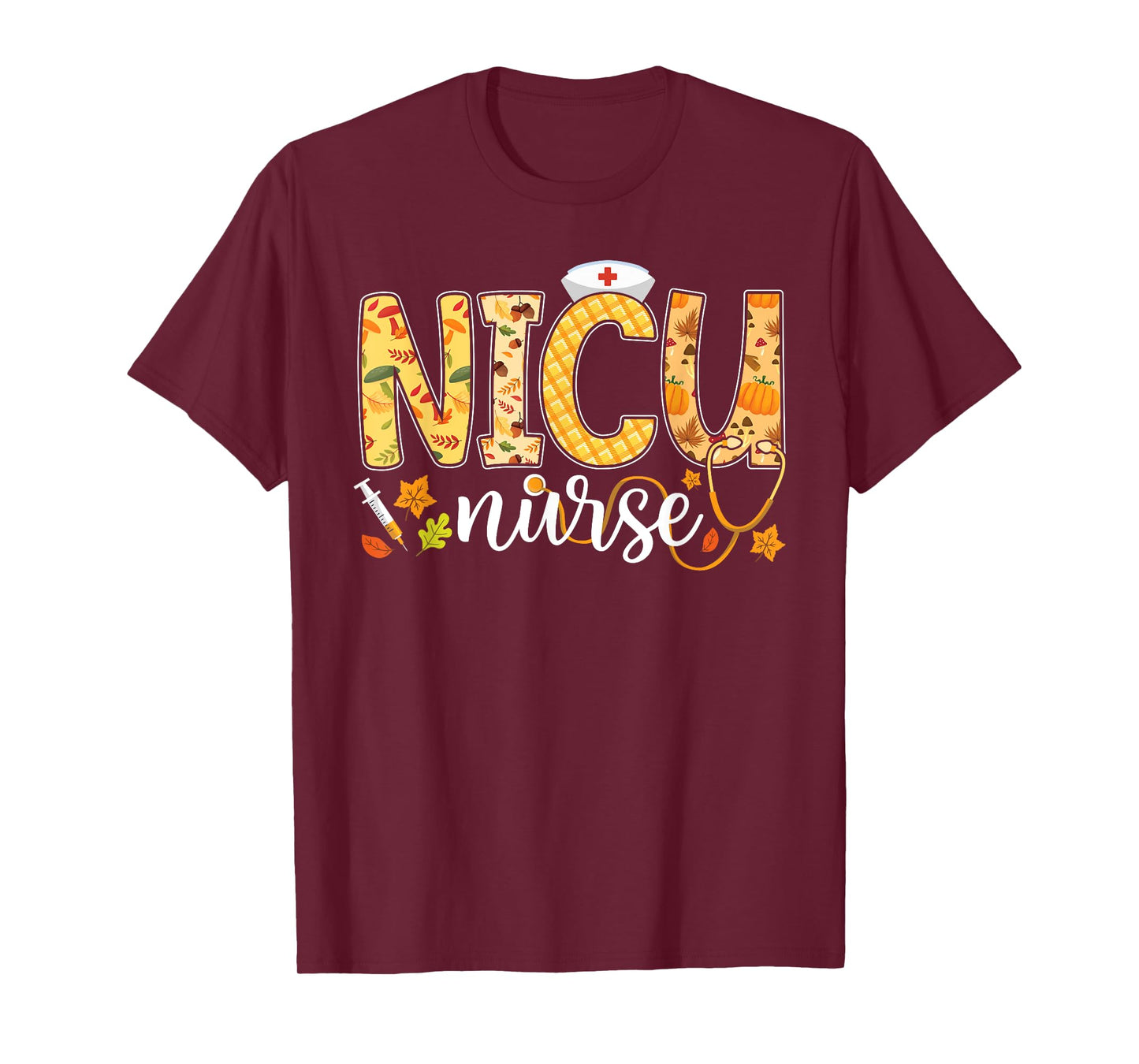 NICU Nurse Fall Yall Autumn Pumpkin Thanksgiving Stethoscope T-Shirt