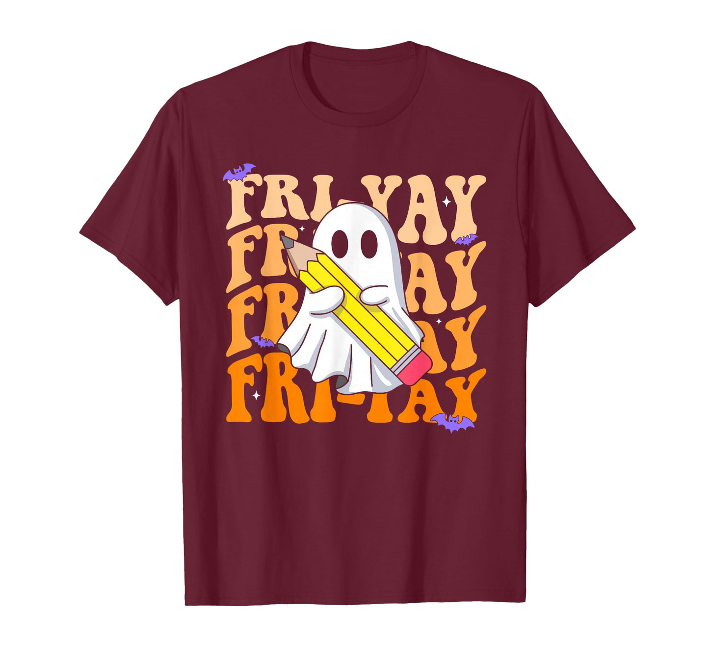 Happy Fri-Yay Friday Lovers Groovy Teacher Life Halloween T-Shirt