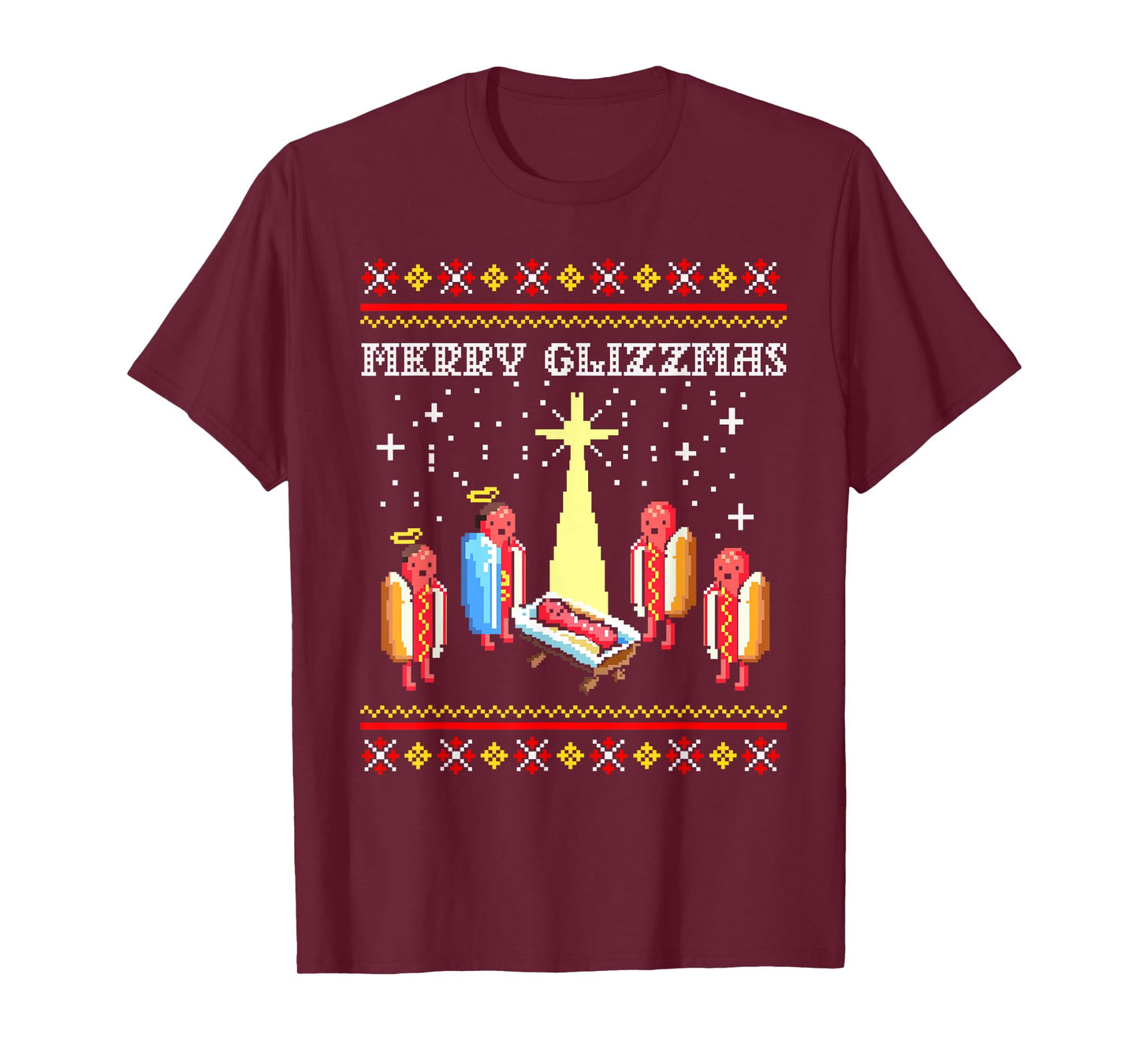 Funny Merry Glizzmas Hot Dogs Family Group Ugly Christmas T-Shirt