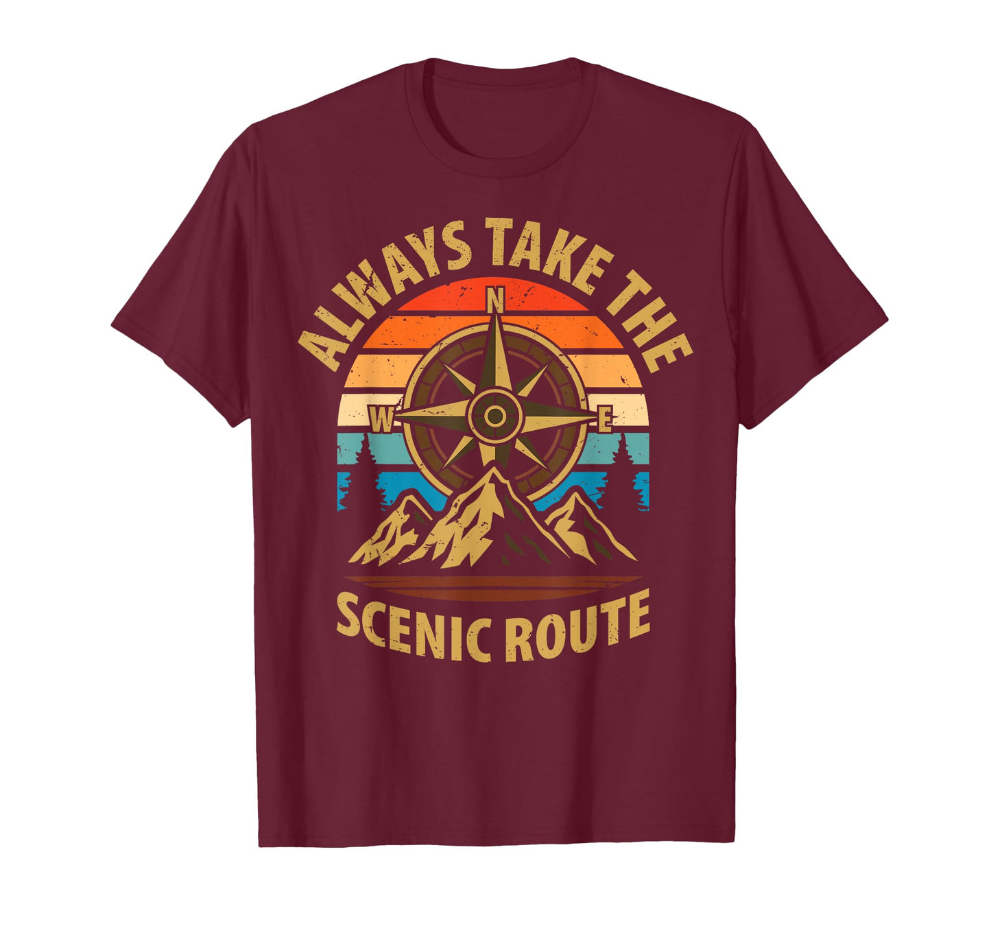 Always Take The Scenic Route Hiker Mountain Hiking Adventure T-Shirt